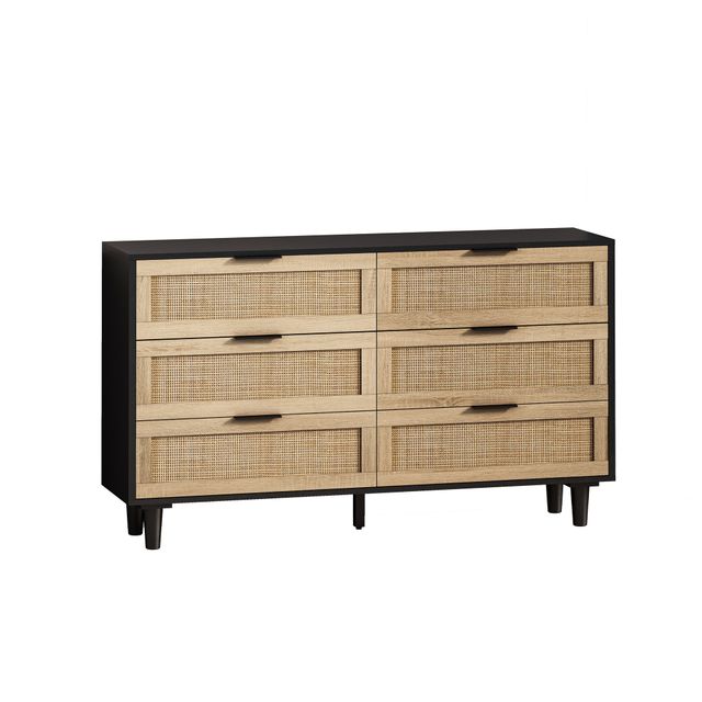 Offerta Cassettiera Vintage con 6 Cassetti in Rattan e Legno