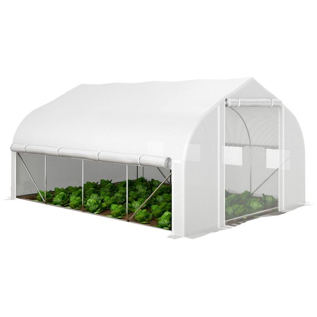 Offerta Outsunny Serra per Orto 3.95x3x2m Struttura in Acciaio e Copertura in PE Anti-UV con 8 Finestre