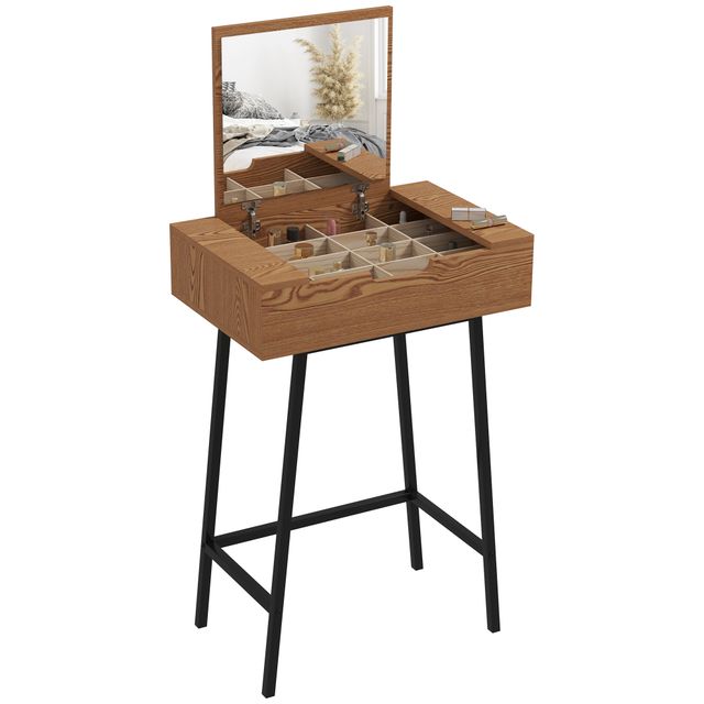 Offerta HOMCOM Tavolo Trucco con Specchio Ribaltabile e 16 Scomparti Stile Industriale