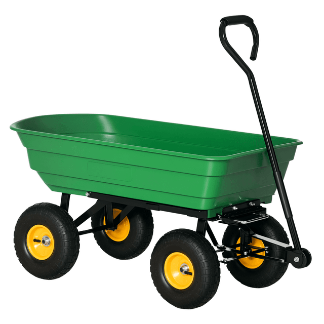 Offerta Outsunny Carrello da Giardino 75L in Acciaio e PP con Vasca ribaltabile e Maniglia