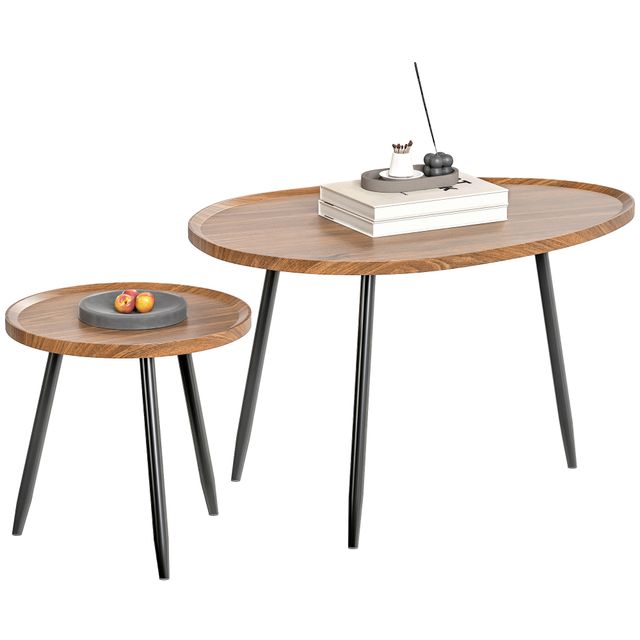 Offerta HOMCOM Set 2 Tavolini da Salotto Sovrapponibili in Legno e Metallo
