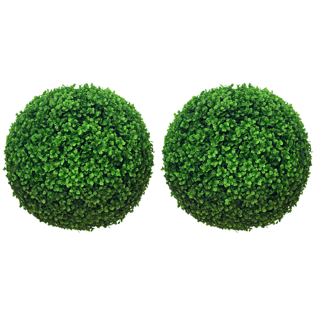 Offerta HOMCOM Set di 2 Piante Finte Sfera di Bosso Ø40cm