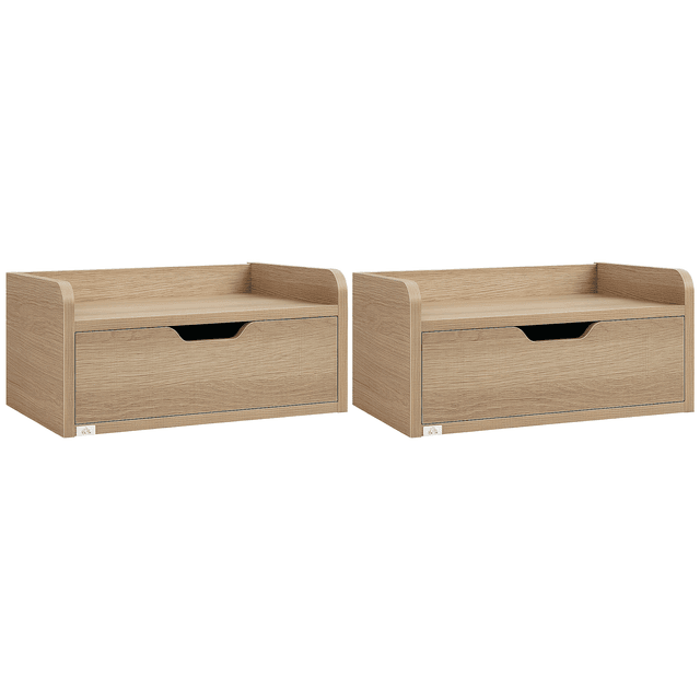 Offerta HOMCOM Set 2 Comodini Sospesi con Cassetto per Camera da Letto e Soggiorno in Legno