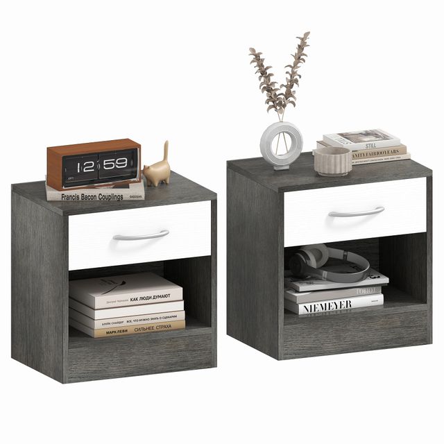 Offerta HOMCOM Set 2 Comodini Moderni con Ripiano Aperto e Cassetto