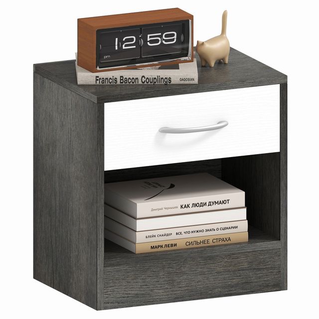 Offerta HOMCOM Comodino Moderno con Ripiano Aperto e Cassetto