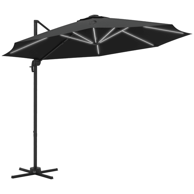 Offerta Outsunny Ombrellone a Braccio per Esterno con Luci a LED e Angolo Regolabile