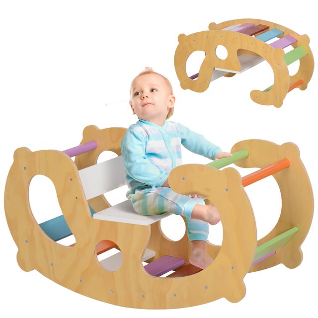 Offerta AIYAPLAY Gioco per Bambini 2 in 1 Arco Montessoriano e Sedia a Dondolo per Uso Interno