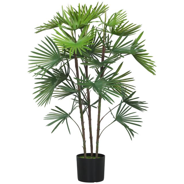 Offerta HOMCOM Palma Artificiale da 90 cm a 24 Foglie in Plastica Verde con Vaso da Ø16.5x13.5 cm   Aosom Italy