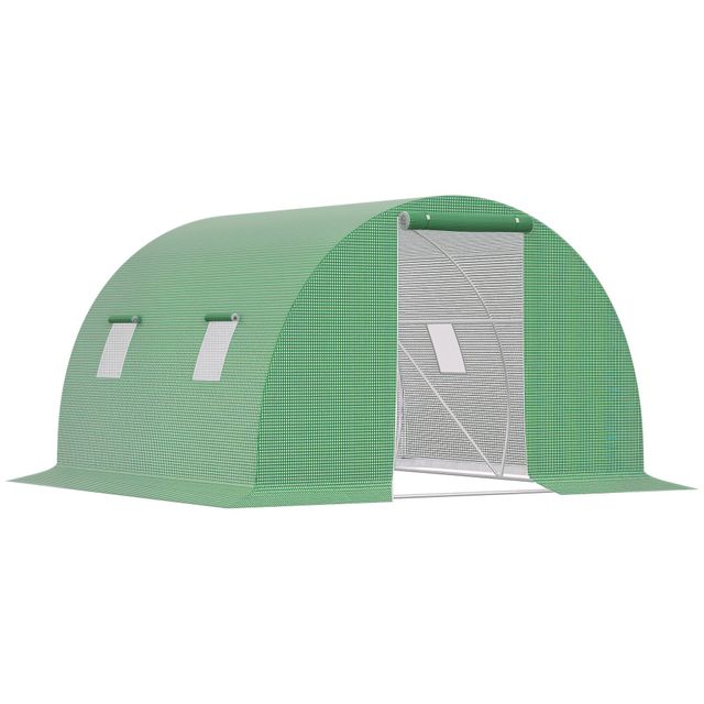 Offerta Outsunny Serra per Orto con Porta a Cerniera e 4 Finestre Avvolgibili in PE Anti-Raggi UV