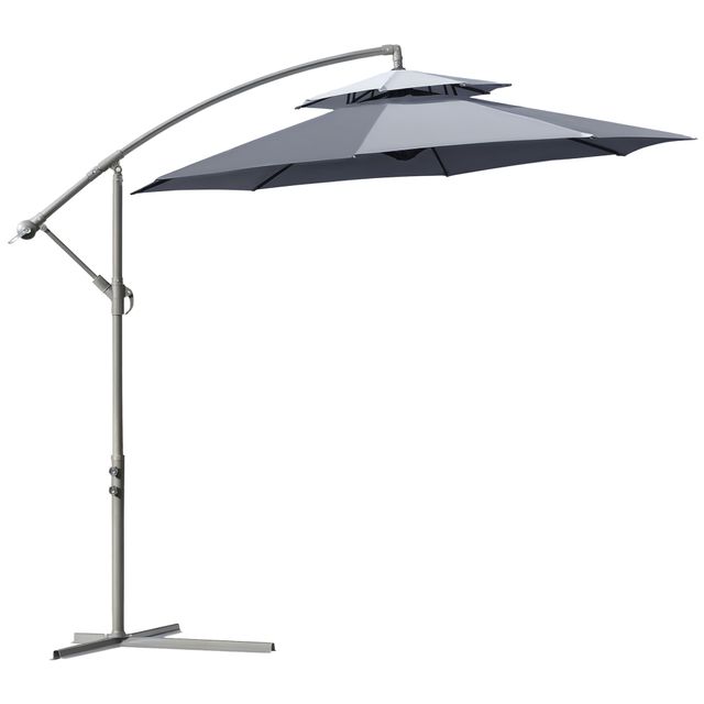 Offerta Outsunny Ombrellone a Braccio con Tettuccio Regolabile a 2 Livelli e Base a Croce