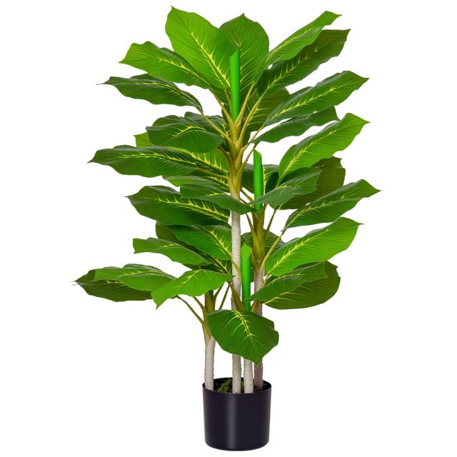 Offerta HOMCOM Pianta Verde Artificiale da 95 cm e 33 Foglie con Vaso Nero Ø15x13 cm