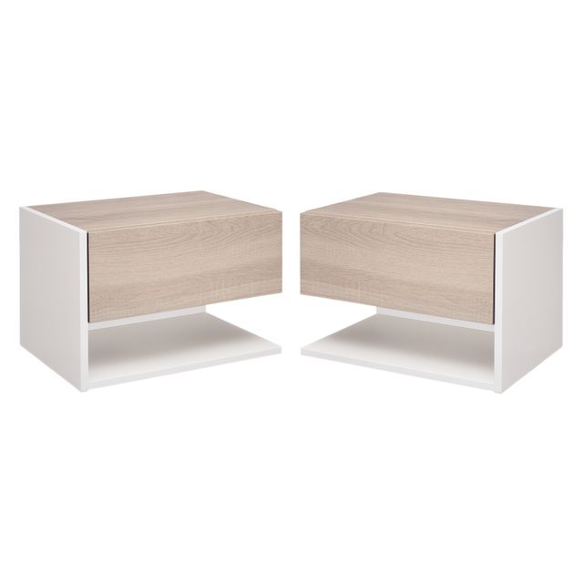 Offerta HOMCOM Set di 2 Comodini Sospesi a Parete con Cassetto e Mensola