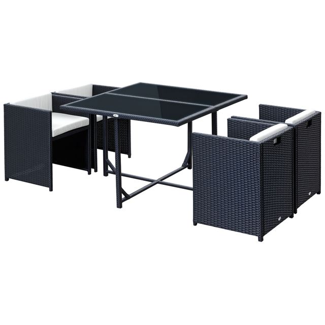 Offerta Outsunny Set Mobili da Giardino 5pz Set Tavolo da Pranzo con 4 Sedie con Cuscini Combinabili a Rettangolo Aosom