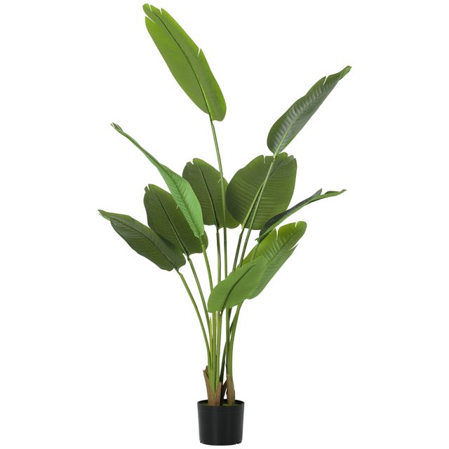 Offerta HOMCOM Pianta Artificiale da 160 cm a 10 Foglie in PEVA Verde con Vaso da Ø16.5x13.5 cm   Aosom Italy