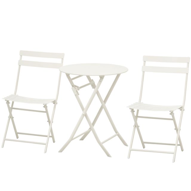 Offerta Outsunny Set 3 Pz Tavolino e Sedie Pieghevoli da Giardino in Acciaio