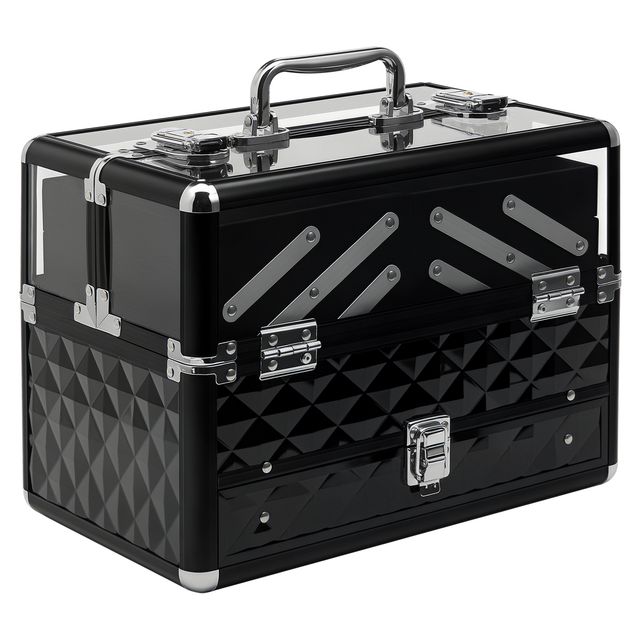 Offerta Homcom Valigetta Porta Trucchi Professionale con Vassoi Estraibili Telaio in Alluminio 30x18.5x22cm Aosom