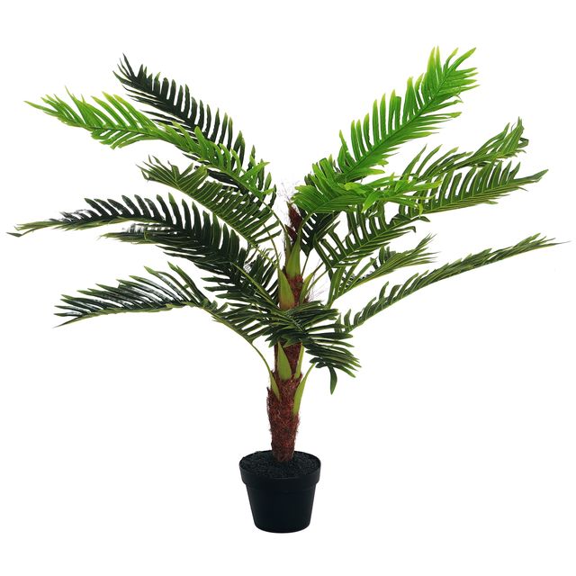Offerta Outsunny Pianta Artificiale Palma Cycas Alta 123cm per Interno ed Esterno con Vaso Incluso Aosom