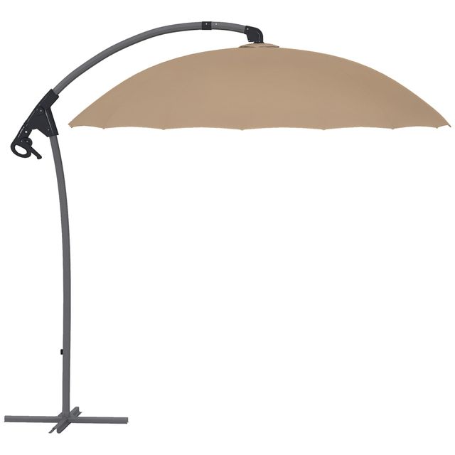 Offerta Outsunny Ombrellone da Giardino Decentrato 2.7m Apertura a Manovella e 16 Stecche in Fibra di Vetro