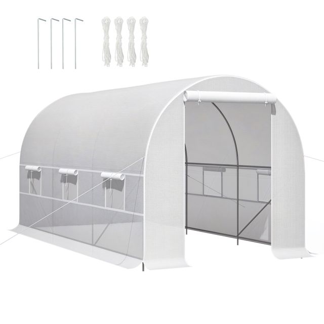 Offerta Outsunny Serra da Giardino a Tunnel 4x2x2m con Porta e 6 Finestre Avvolgibili Anti-Raggi UV