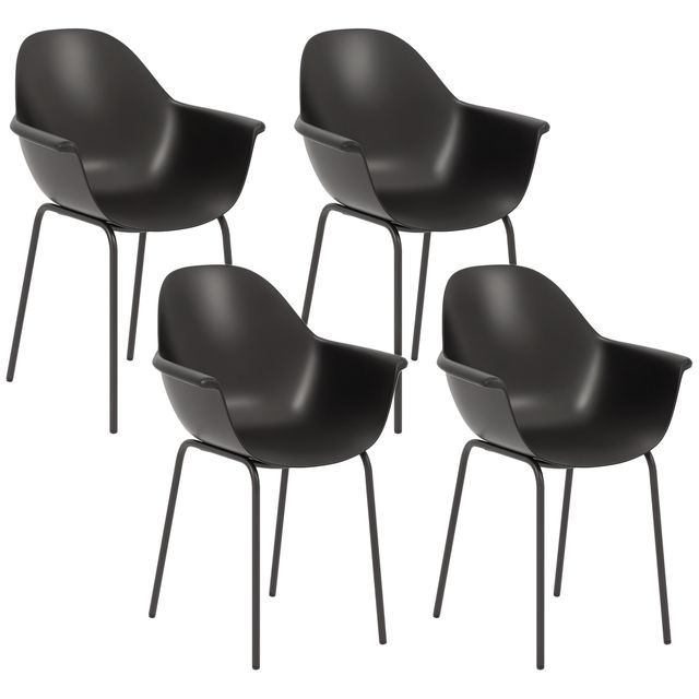 Offerta Outsunny Set 4 Sedie in Plastica con Piedini Antiscivolo