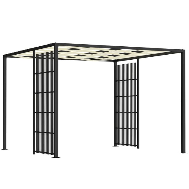 Offerta Outsunny Pergola per Esterno 3x3 m con Copertura Ondulata e Pannelli Laterali
