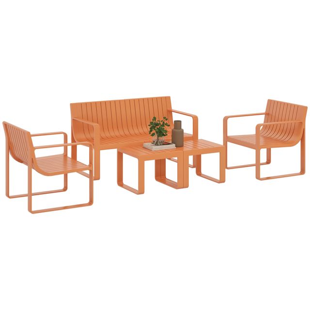 Offerta Outsunny Set da Giardino 5 Pezzi a Doghe con Divanetto