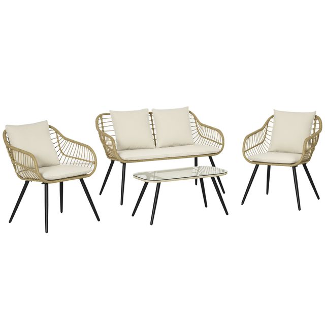 Offerta Outsunny Set da Giardino 4 Pezzi con 2 Sedie da Giardino