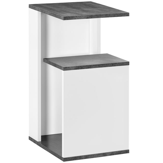 Offerta HOMCOM Comodino Bianco con Ripiano Aperto Design Irregolare in Legno