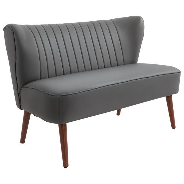 Offerta HOMCOM Divanetto a Due Posti in Pelle PU con Schienale e Gambe in Legno