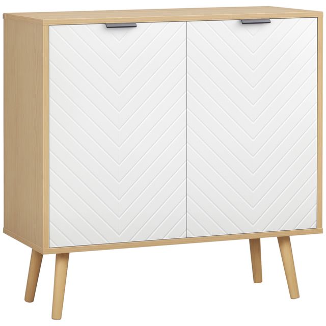 Offerta HOMCOM Mobile Multiuso Moderno in Truciolato e Legno di Pino con Ripiano Interno Regolabile su 3 Livelli