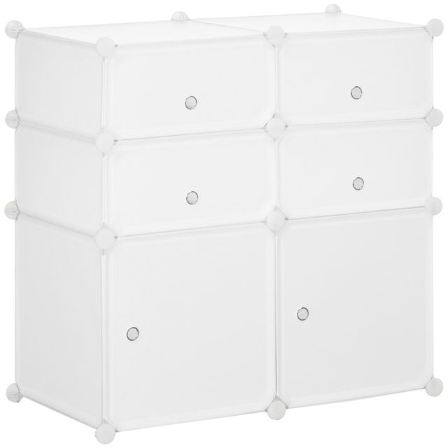 Offerta HOMCOM Armadio Modulare Scarpiera in Plastica Guardaroba Scaffale Portascarpe 75×37×73cm Bianco