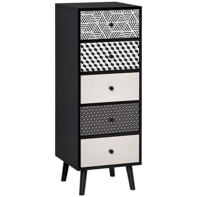 Offerta HOMCOM Mobile Cassettiera 5 Cassetti Fantasia Geometrica