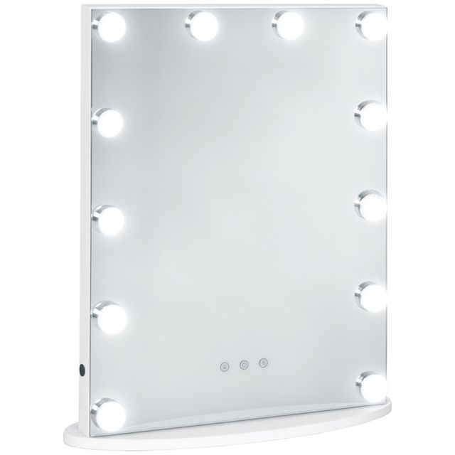 Offerta HOMCOM Specchio da trucco Hollywood con lampadine LED dimmerabili 3 colore di luce controllo a tocco bianco Aosom