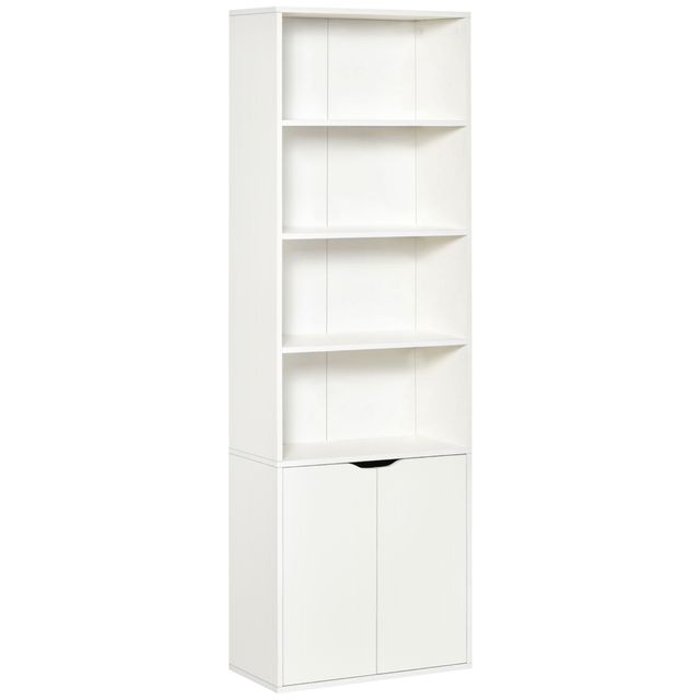 Offerta HOMCOM Libreria Moderna 4 Ripiani con Armadietto a 2 Ante in Legno