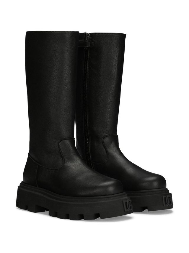 Offerta Stivale bambina nero alto al ginocchio con cerniera