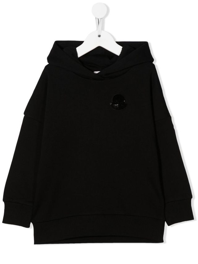 Offerta Felpa bambina con cappuccio modello abito con logo in paillates