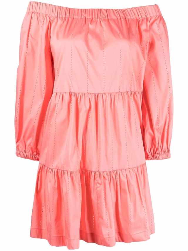 Offerta Abito donna corto con spalle scoperte color corallo