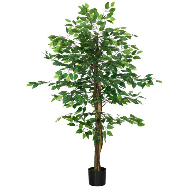 Offerta HOMCOM Pianta Artificiale di Ficus Alta 150cm per Interno ed Esterno con Vaso Incluso