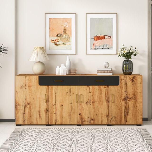 Offerta Credenza Cucina con Design Moderno in Marmo e Rovere