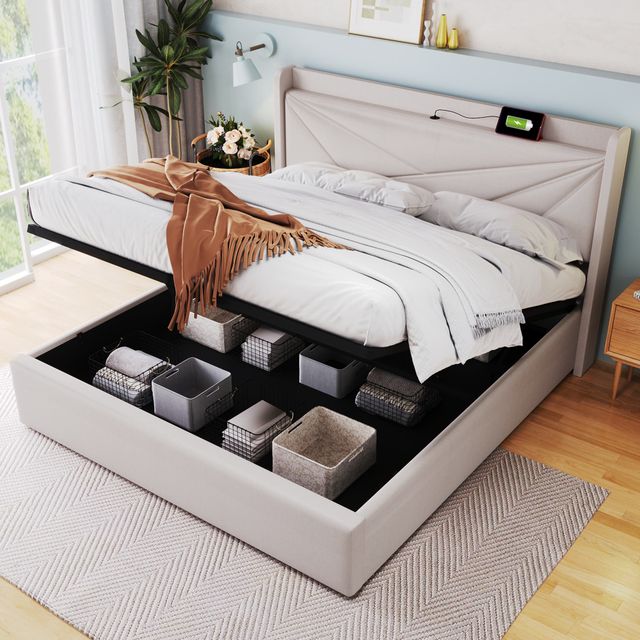 Offerta Struttura Letto Matrimoniale in ferro con Contenitore e USB-C