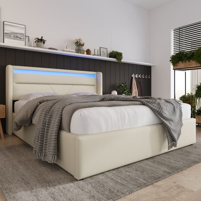 Offerta Rete per Letto Contenitore Matrimoniale con LED e Telecomando Struttura Imbottitauna idraulica