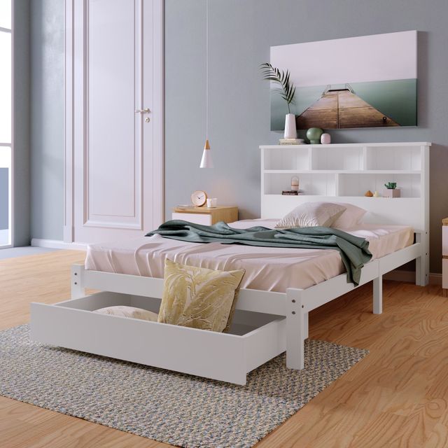 Offerta Letto Singolo con Cassetti e Rete a Doghe