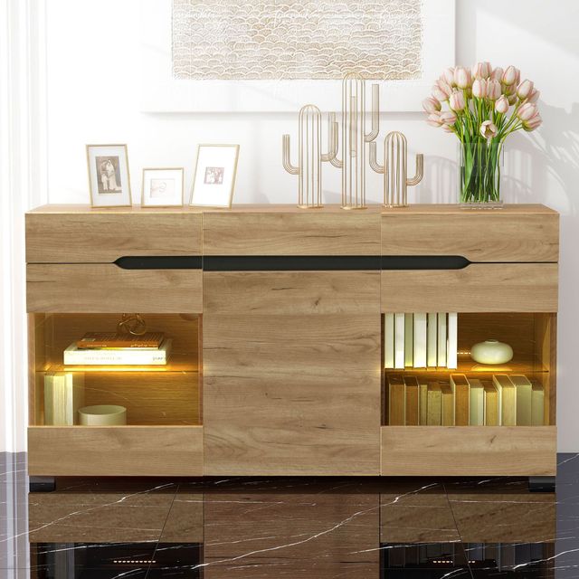 Offerta Credenza Moderna con LED per Soggiorno e Cucina