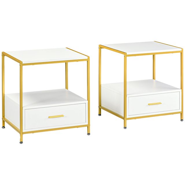 Offerta HOMCOM Set di 2 Comodini Moderni con Cassetto e Ripiano Aperto