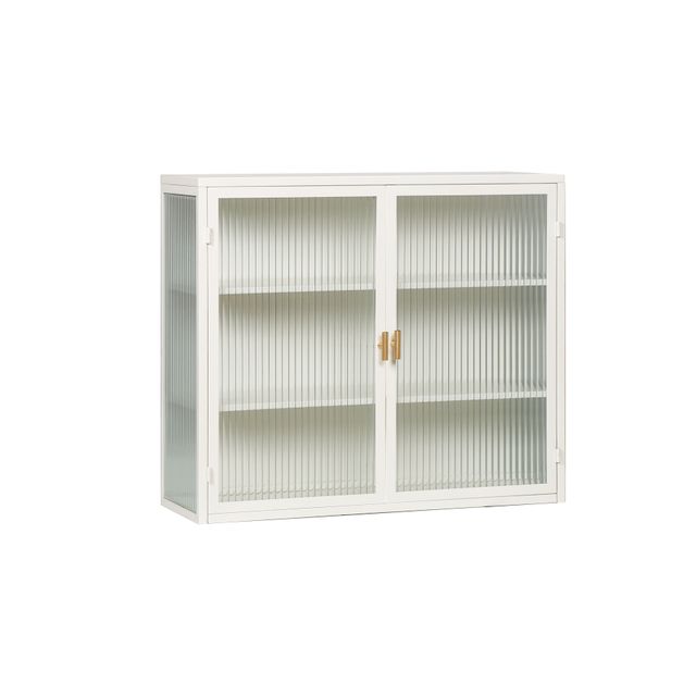 Offerta Credenza Moderna Ripostiglio a Due Ante con Vetrata e Ripiani a Tre Livelli per Ingresso