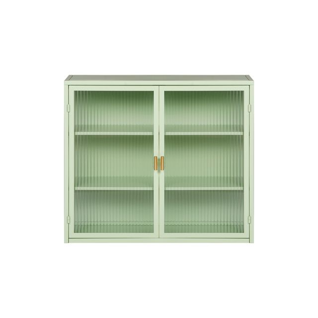 Offerta Credenza Moderna Ripostiglio a Due Ante con Vetrina e Ripiani a Tre Livelli per Ingresso