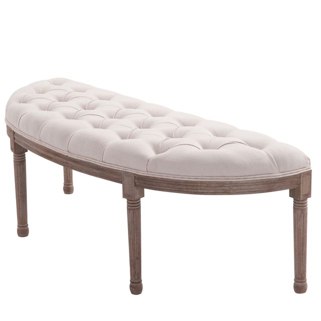 Offerta HOMCOM Panca Fondo letto Semicircolare con Struttura in Legno e Imbottitura in Stile Chesterfield