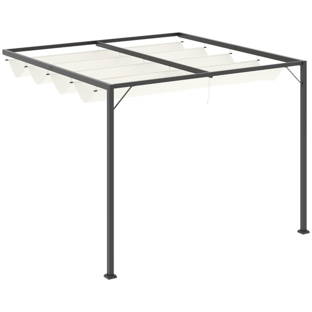 Offerta Outsunny Gazebo Pergola 3x3m da Giardino in Metallo con Tettuccio Scorrevole Bianco Crema