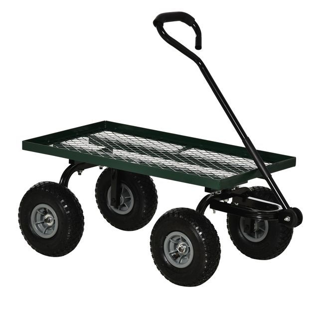Offerta Outsunny Carrello da Giardino in Acciaio con Capacità 150 kg e Maniglia Rivestita
