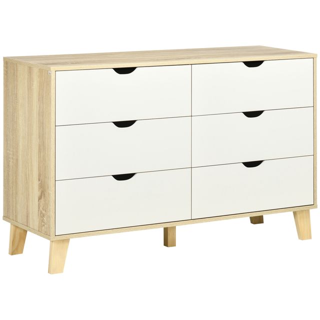 Offerta HOMCOM Cassettiera Moderno 6 Cassetti in Legno con Maniglie Intagliate